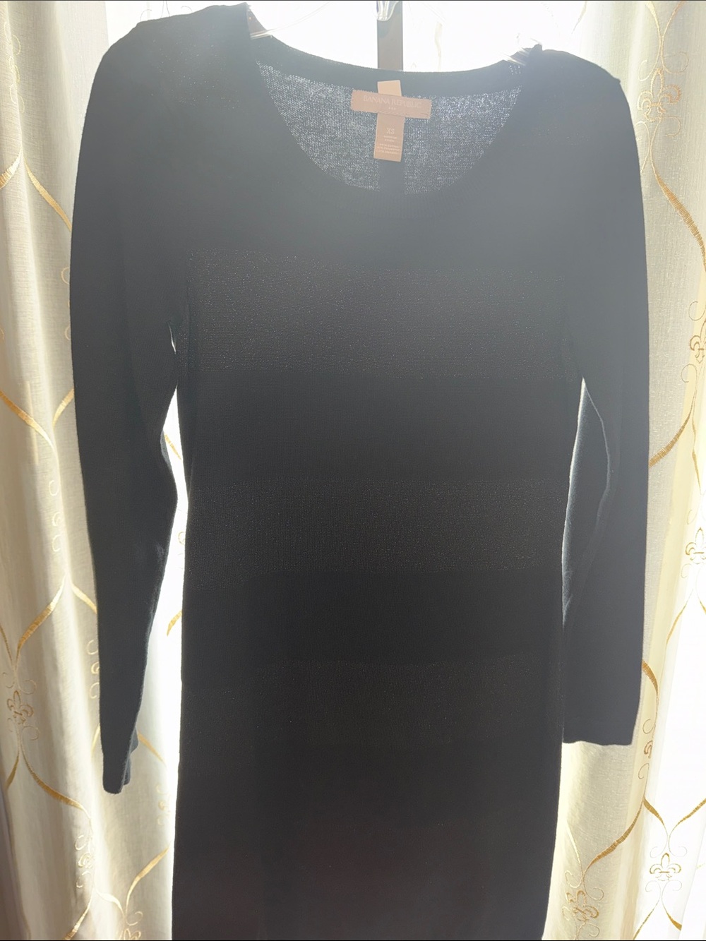 Banana Republic Black Long-Sleeve Knit Dress